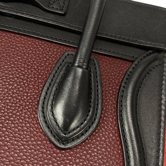 CELINE Luggage Nano Shopper 168243AAC.27CA Bordeaux Black Red Leather - - Picture 14 of 16